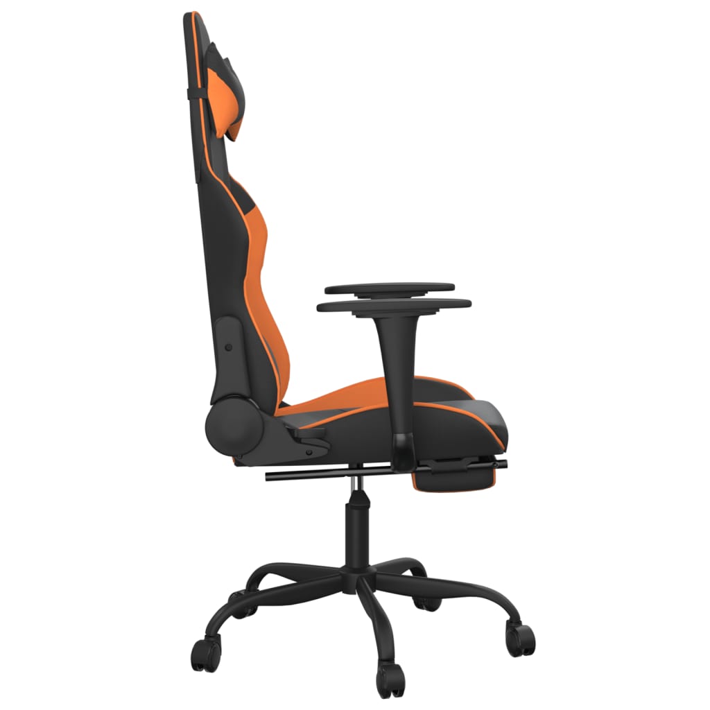 vidaXL Chaise de jeu avec repose-pied Noir et orange Similicuir