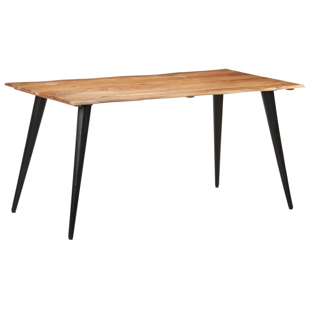 vidaXL Table à dîner au bord naturel 160x80x75 cm Bois d'acacia massif