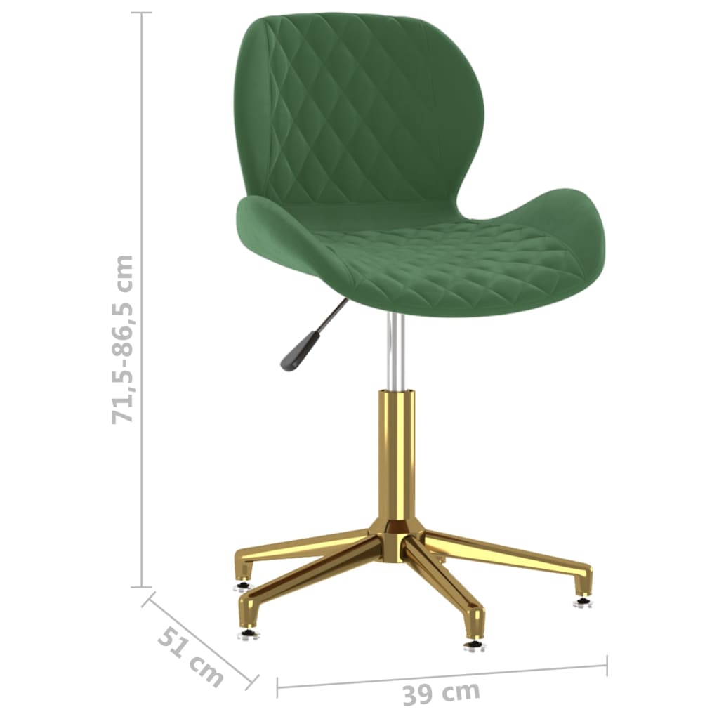 335043 vidaXL Swivel Dining Chair Dark Green Velvet