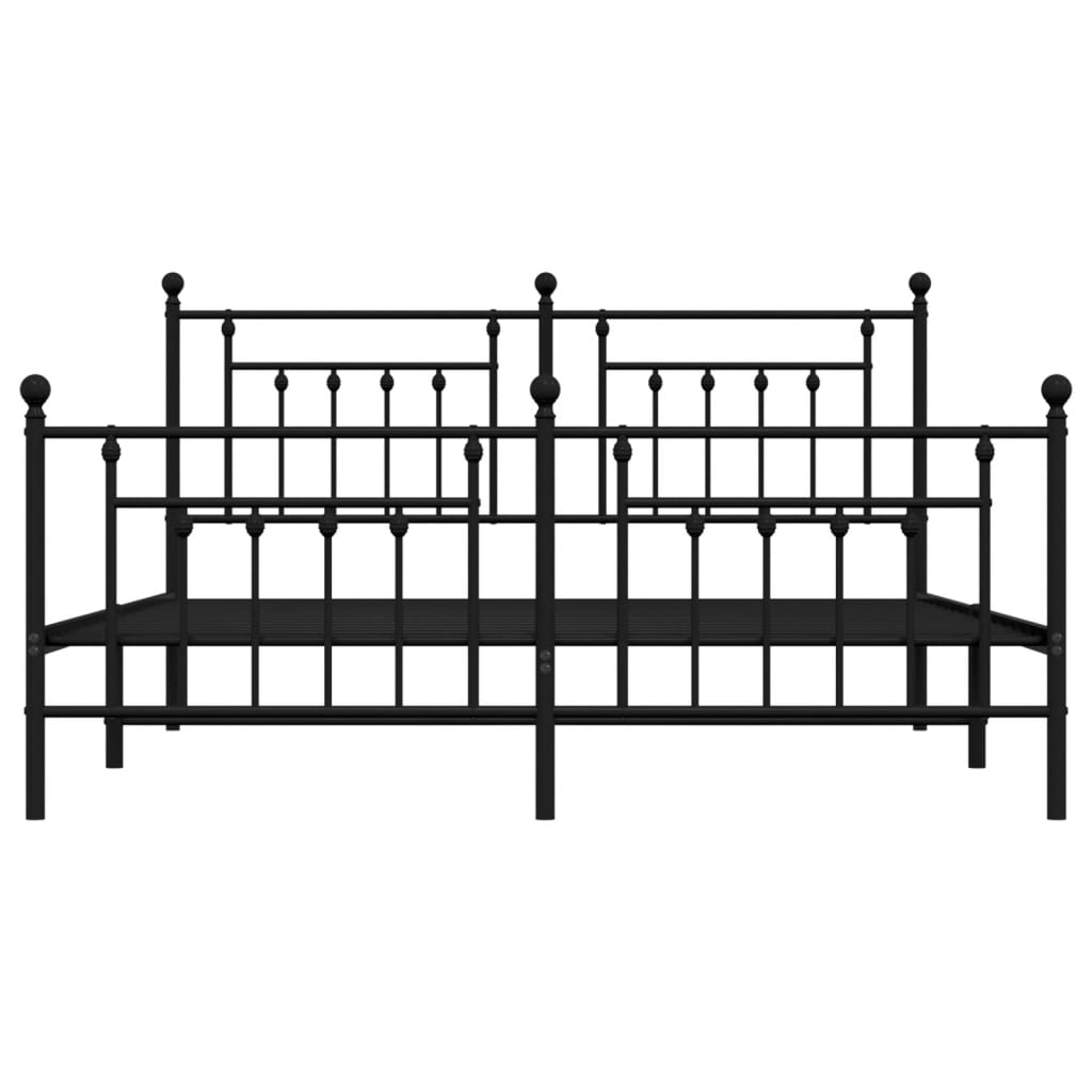 vidaXL Cadre de lit métal sans matelas avec pied de lit noir 183x213cm