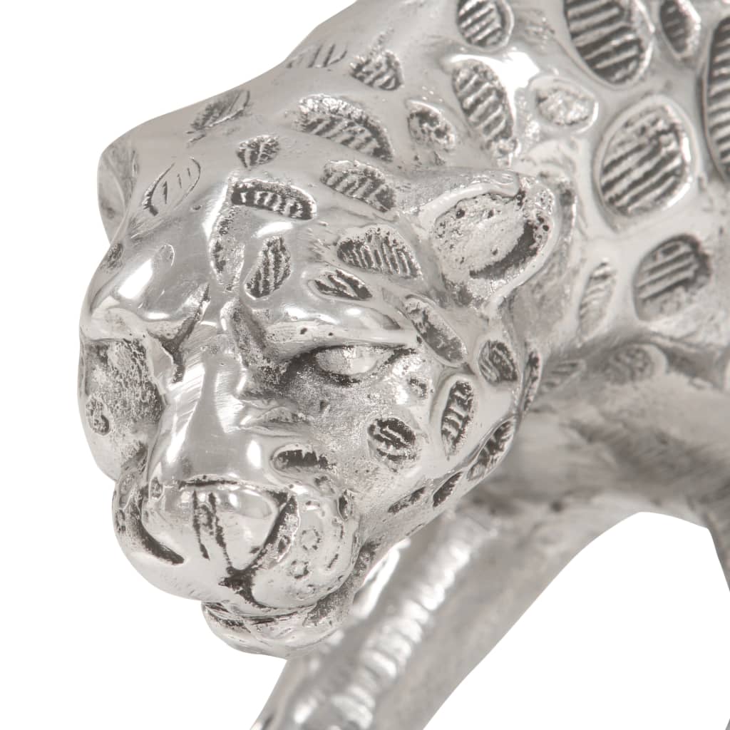 vidaXL Sculpture forme de jaguar Aluminium solide 50x10x14 cm Argenté