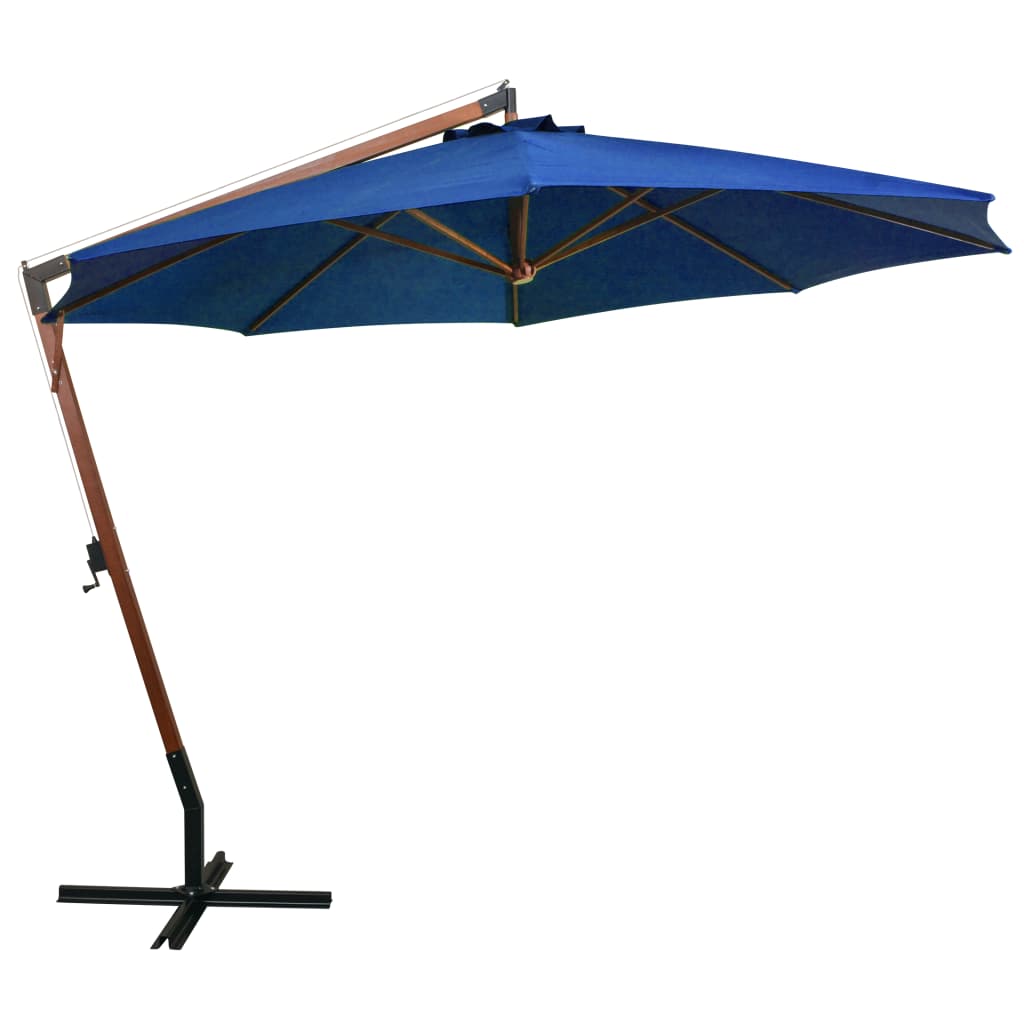 vidaXL Parasol de jardin suspendu avec mât bleu azuré bois de sapin