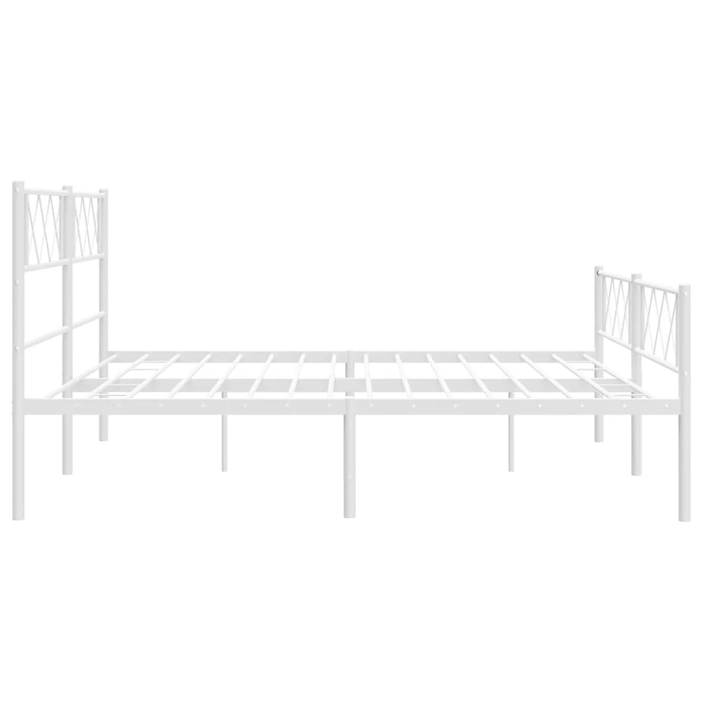 vidaXL Cadre de lit métal sans matelas et pied de lit blanc 180x200 cm