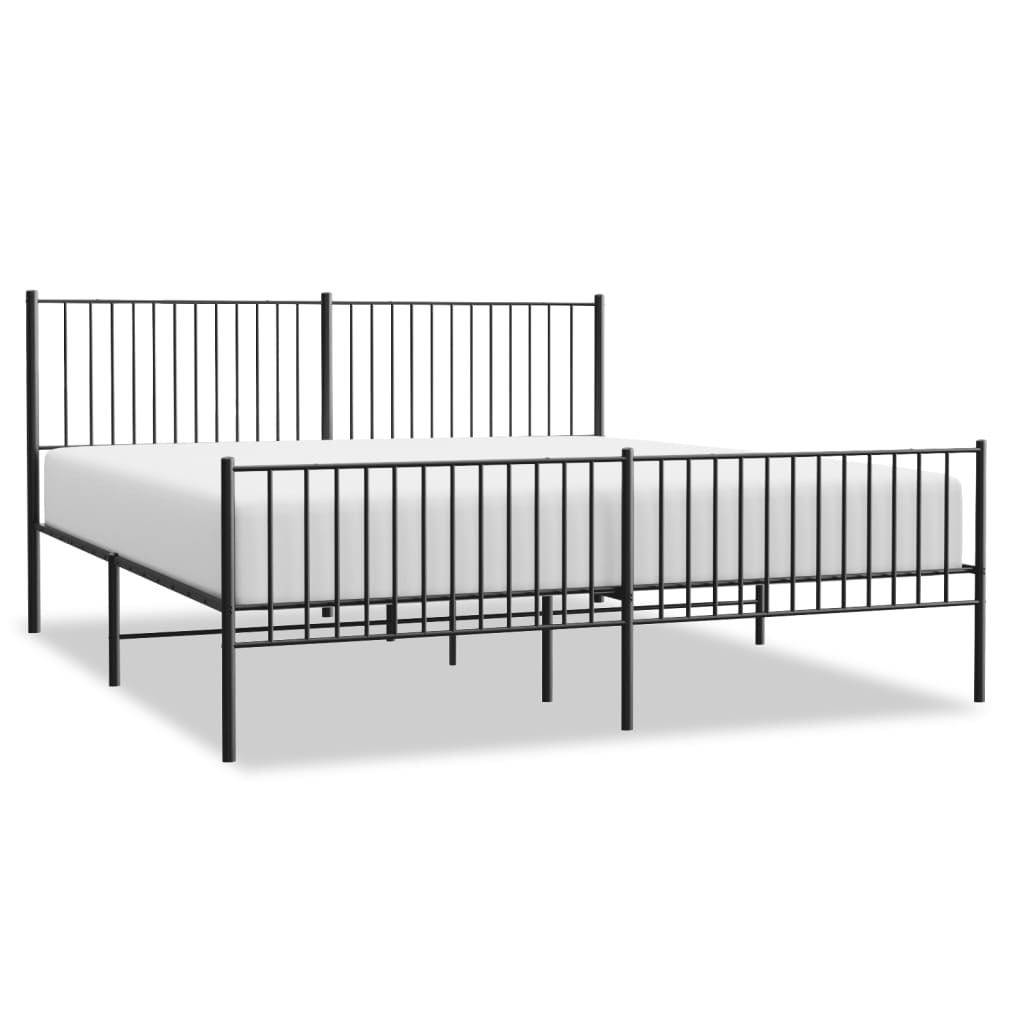 vidaXL Cadre de lit métal sans matelas avec pied de lit noir 200x200cm