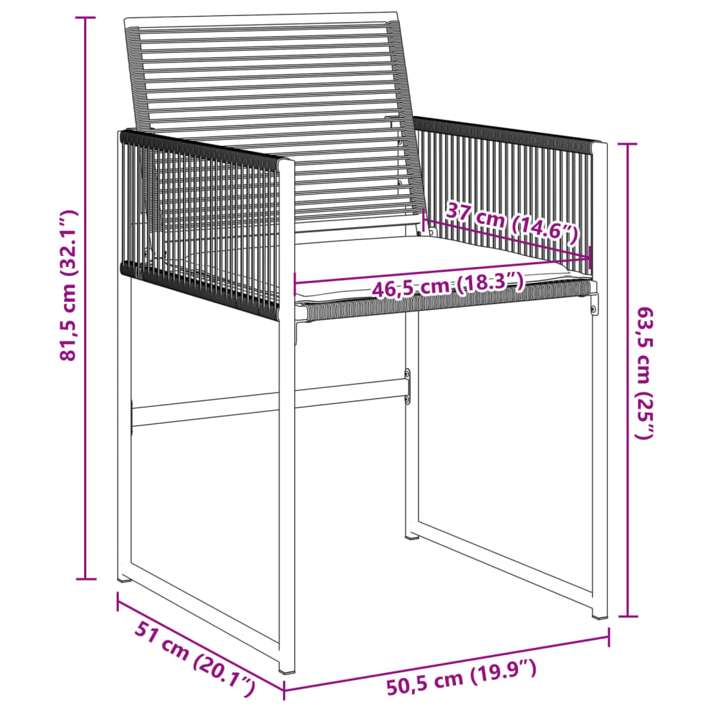 vidaXL Chaises de jardin lot de 4 avec coussins noir résine tressée