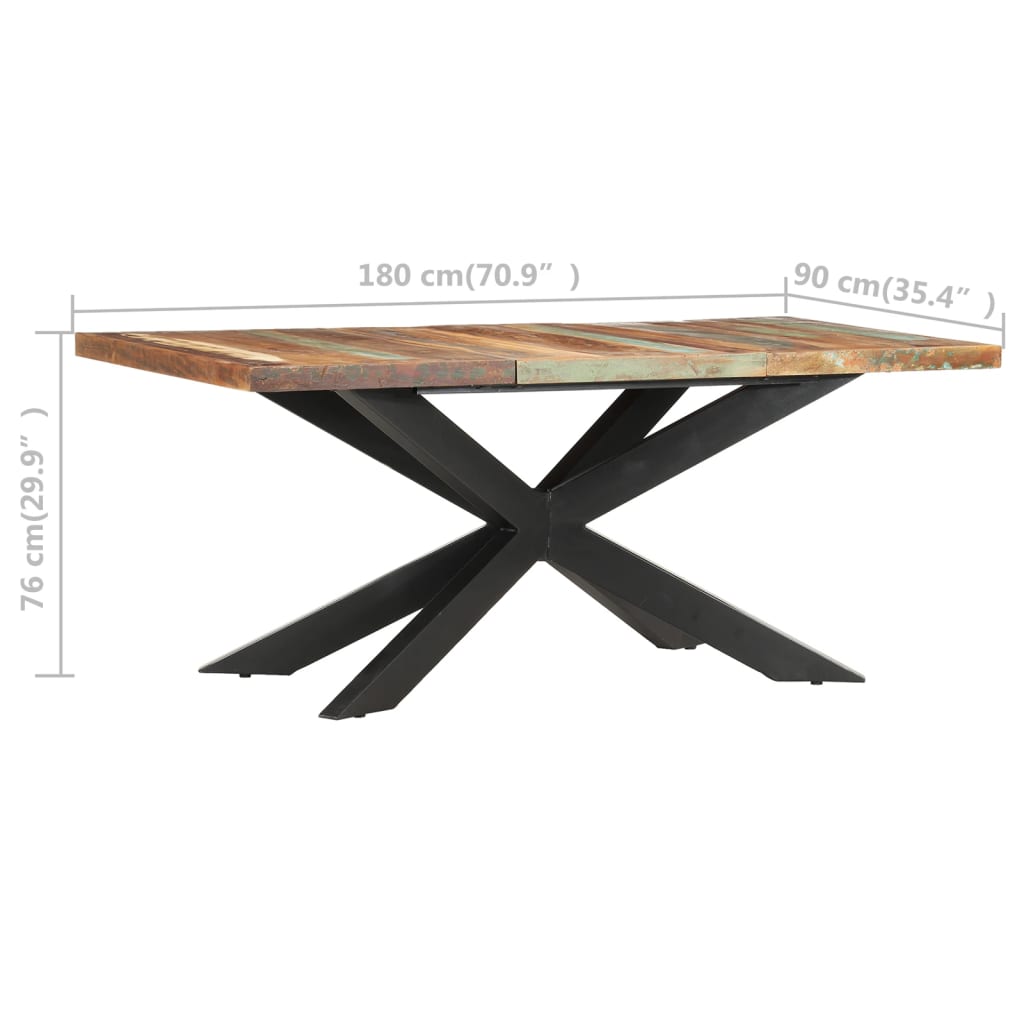 vidaXL Table de salle à manger 180x90x76cm Bois de récupération solide