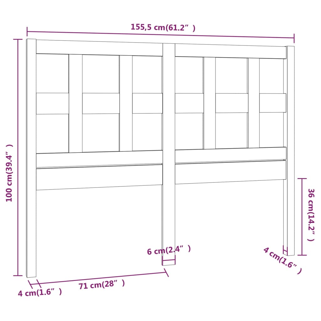 vidaXL Tête de lit Blanc 155,5x4x100 cm Bois massif de pin