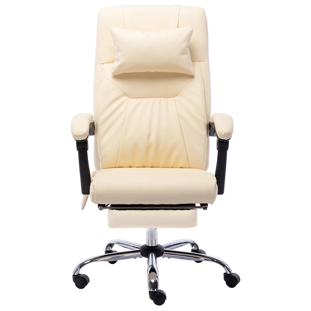 vidaXL Chaise de bureau de massage Crème Similicuir