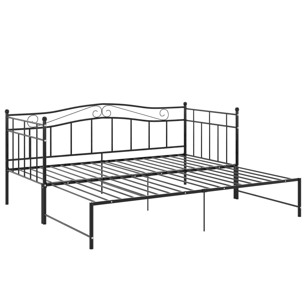 vidaXL Cadre de canapé-lit extensible sans matelas Noir Métal 90x200cm