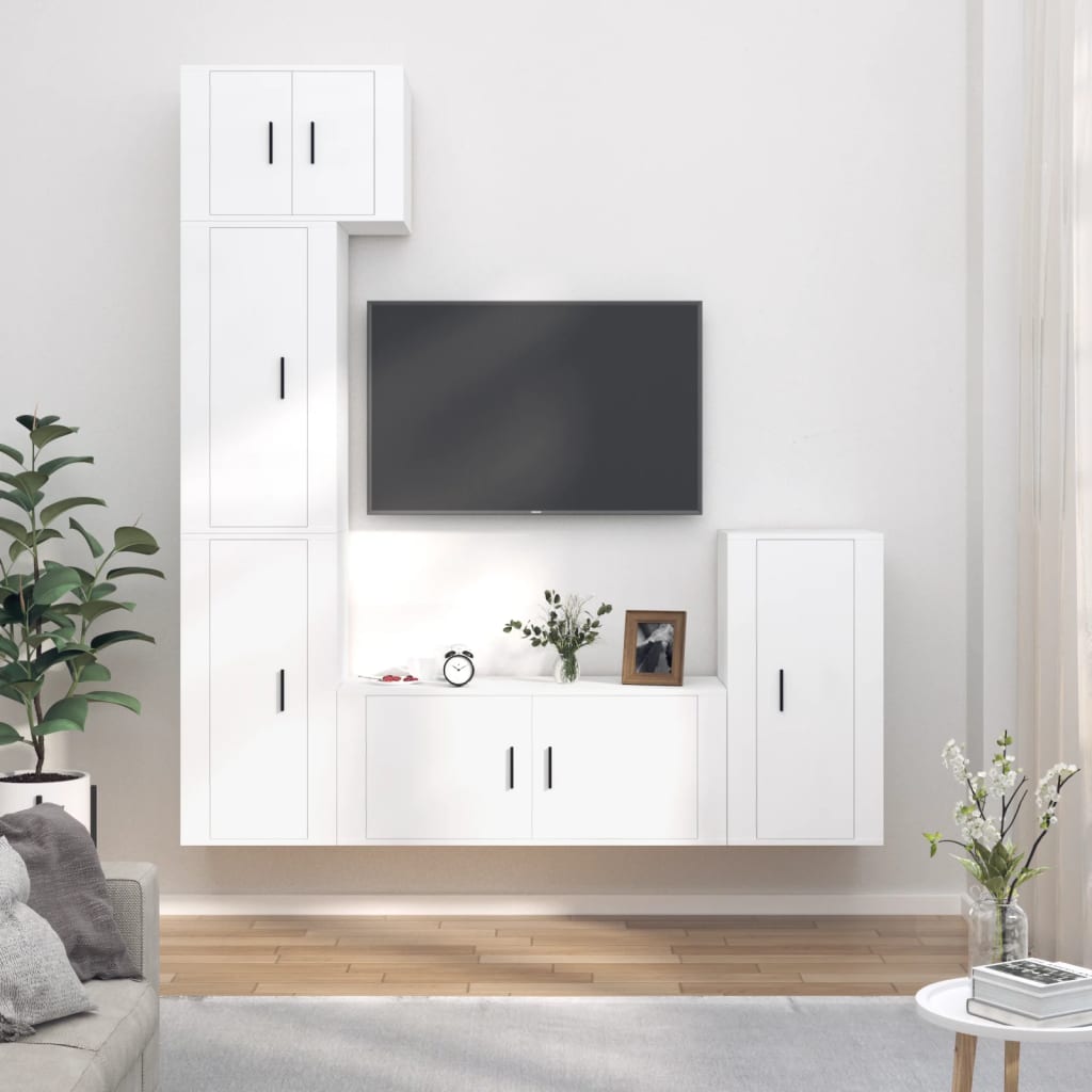 vidaXL Ensemble de meubles TV 5 pcs Blanc Bois d'ingénierie