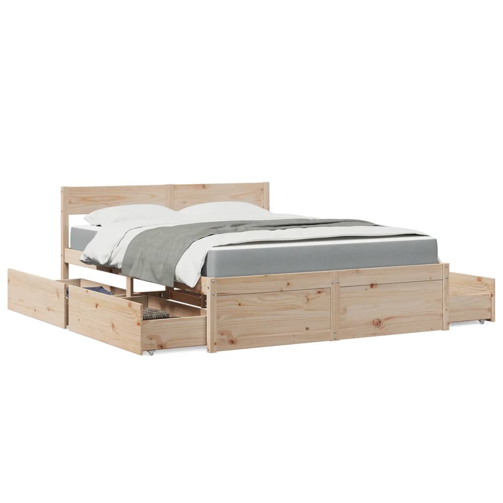 vidaXL Lit avec tiroirs et matelas 160x200 cm bois de pin massif