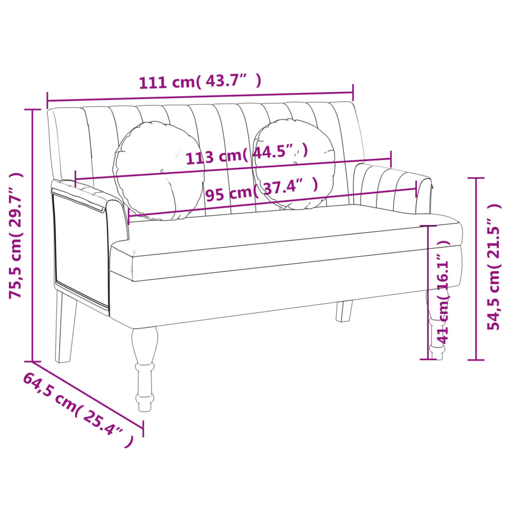 vidaXL Banc avec coussins vert foncé 113x64,5x75,5 cm tissu