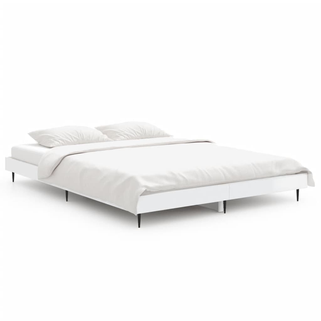 vidaXL Cadre de lit sans matelas blanc brillant 135x190 cm