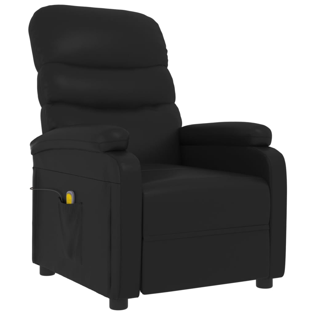 vidaXL Fauteuil de massage Noir Similicuir