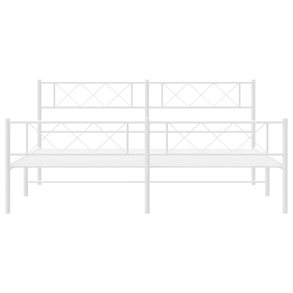 vidaXL Cadre de lit métal sans matelas et pied de lit blanc 183x213 cm