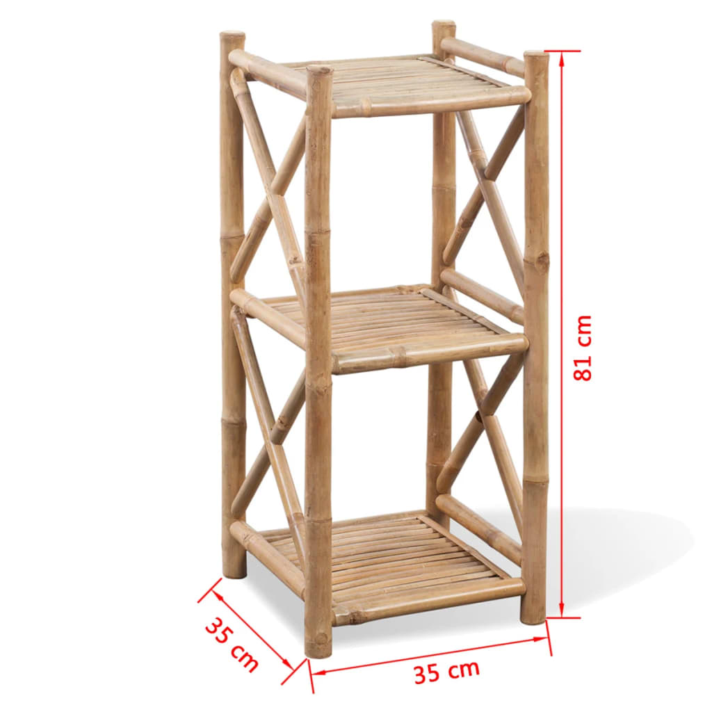 vidaXL Étagère à 3 niveaux carré bambou