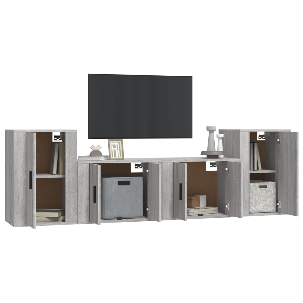 vidaXL Ensemble de meubles TV 4 pcs Sonoma gris Bois d'ingénierie