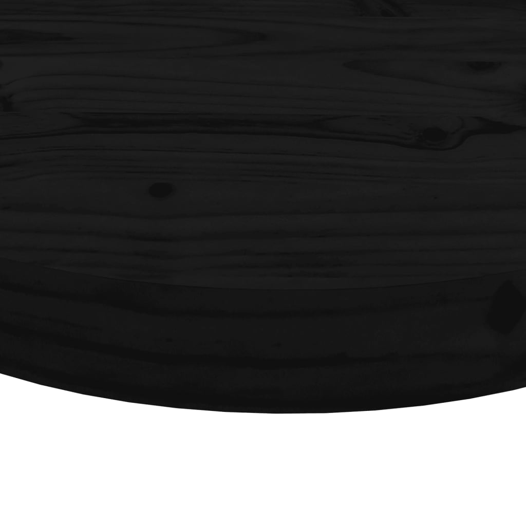 vidaXL Dessus de table rond noir Ø30x3 cm bois de pin massif