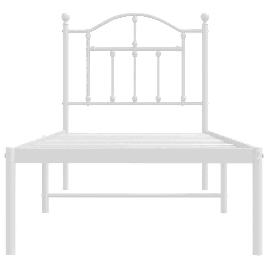 vidaXL Cadre de lit métal sans matelas avec tête de lit blanc 75x190cm