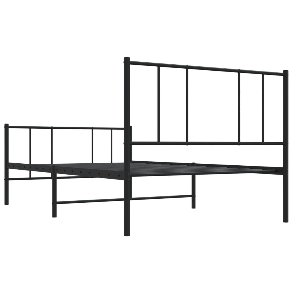 vidaXL Cadre de lit métal sans matelas et pied de lit noir 100x200 cm