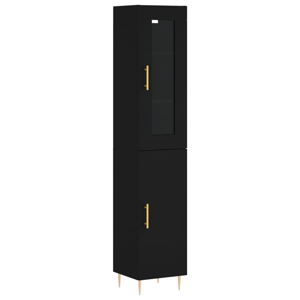 vidaXL Buffet haut Noir 34,5x34x180 cm Bois d'ingénierie