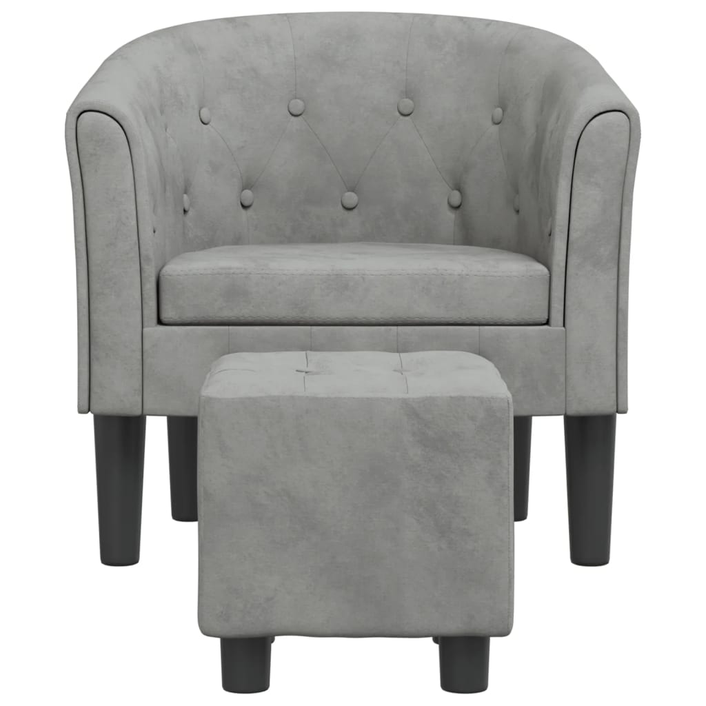 vidaXL Fauteuil avec repose-pied gris clair velours