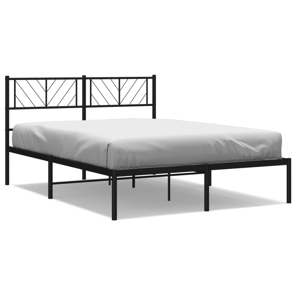 vidaXL Cadre de lit métal sans matelas avec tête de lit noir 120x190cm