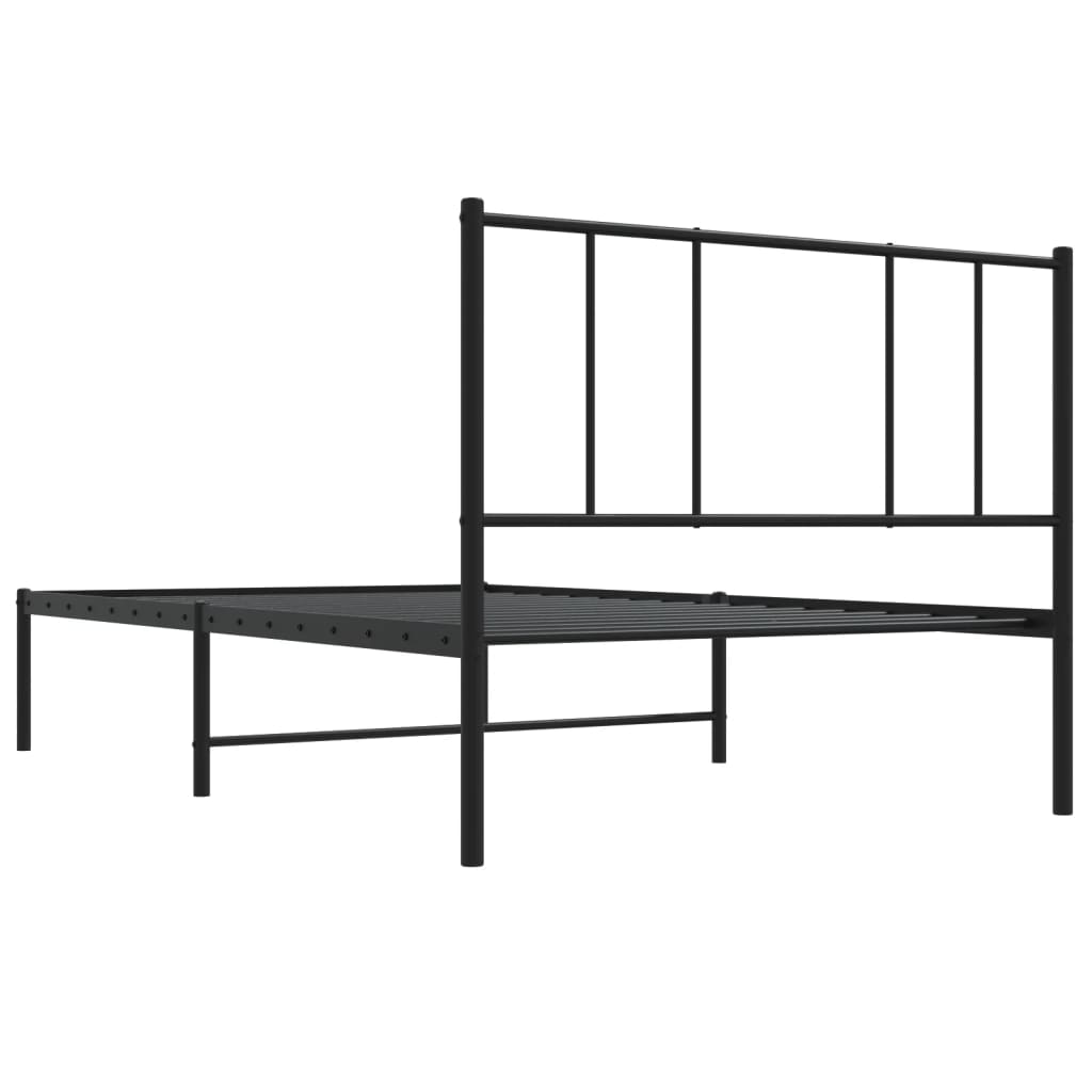 vidaXL Cadre de lit métal sans matelas avec tête de lit noir 107x203cm