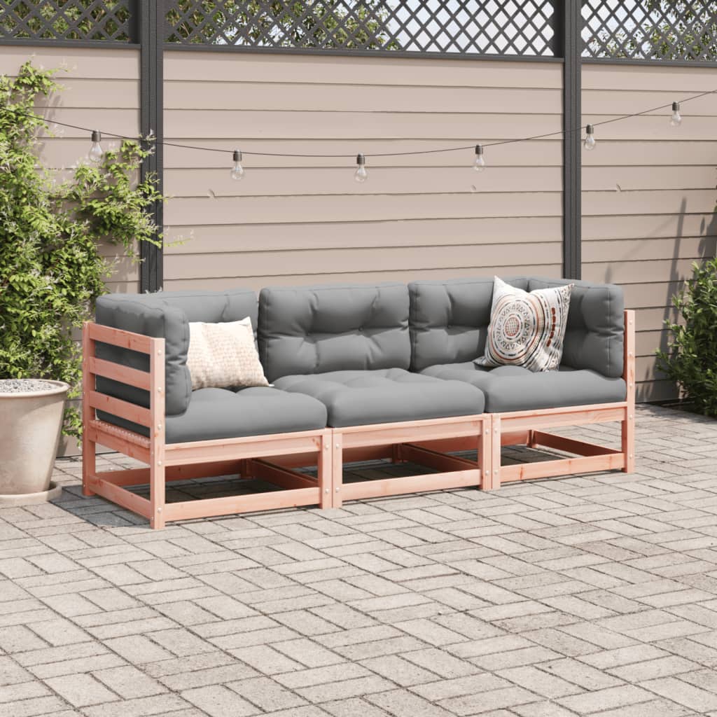 vidaXL Salon de jardin 3 pcs et coussins bois massif sapin de douglas