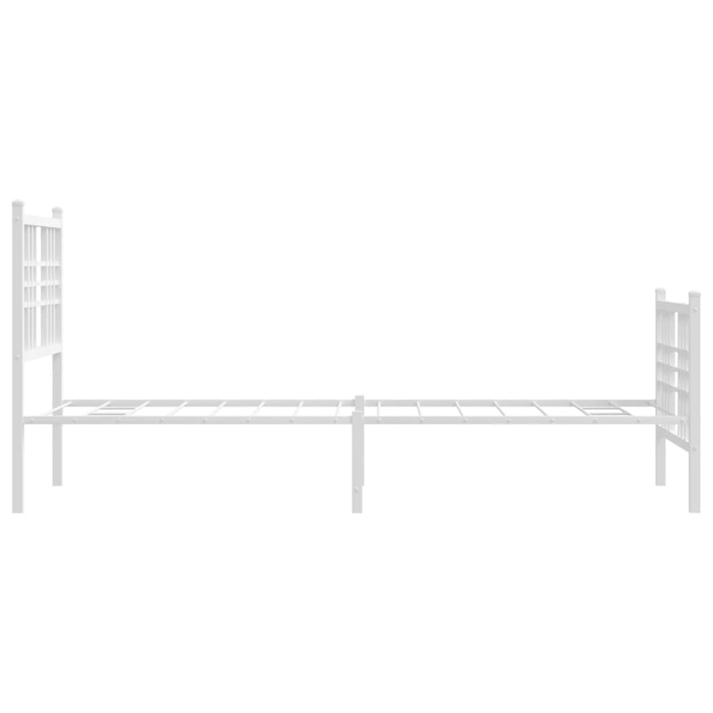 vidaXL Cadre de lit métal sans matelas avec pied de lit blanc 75x190cm