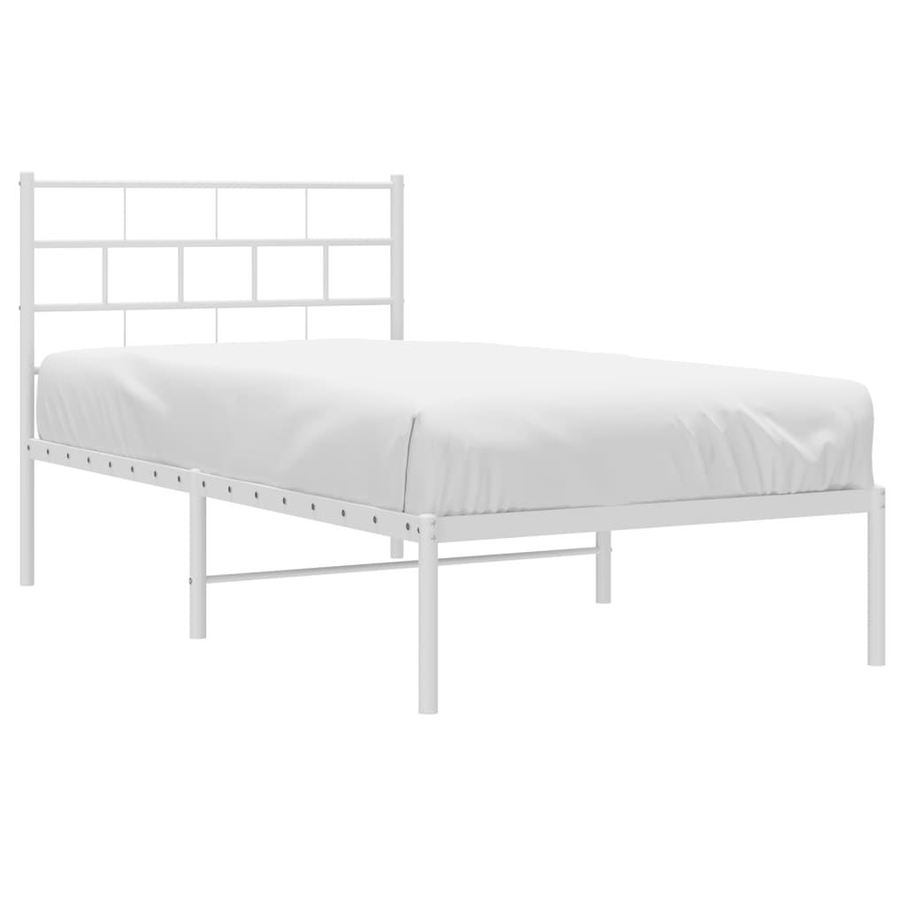 vidaXL Cadre de lit métal sans matelas avec tête de lit blanc 90x200cm