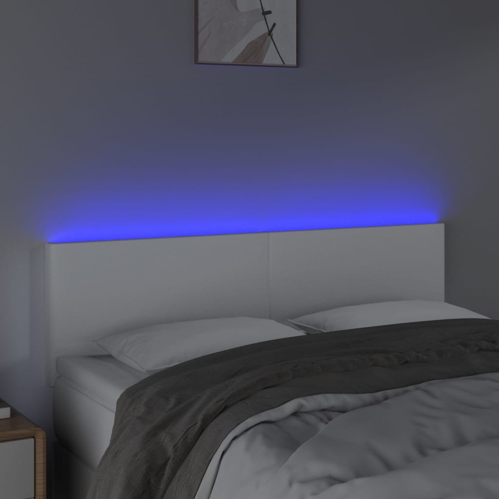 vidaXL Tête de lit à LED Blanc 144x5x78/88 cm Similicuir