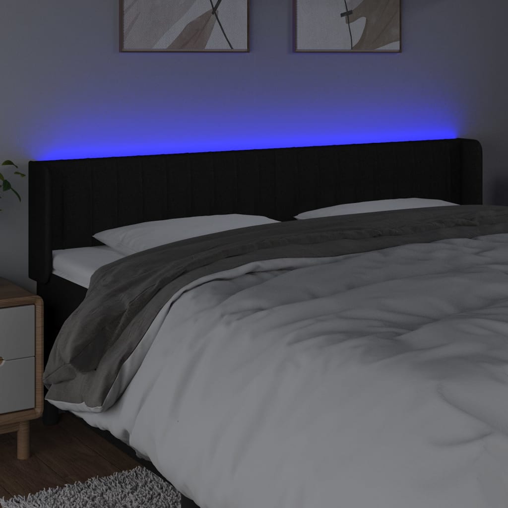 vidaXL Tête de lit à LED Noir 163x16x78/88 cm Tissu