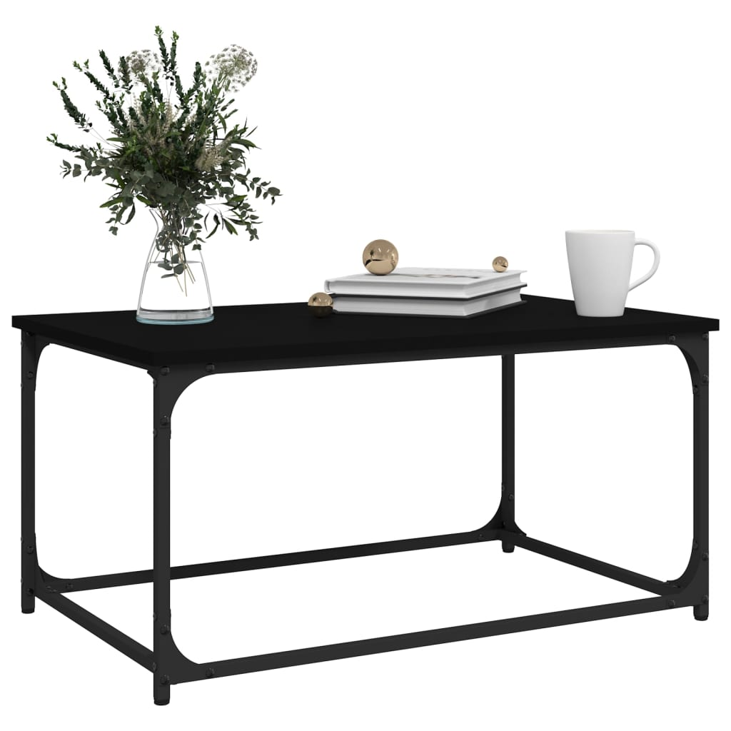 vidaXL Table basse Noir 80x50x40 cm Bois d'ingénierie et fer