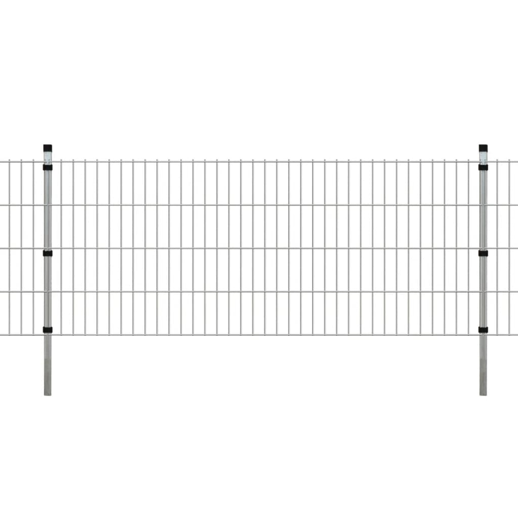 vidaXL Panneau de clôture 2D de jardin + poteaux 2008x830mm 2m Argenté