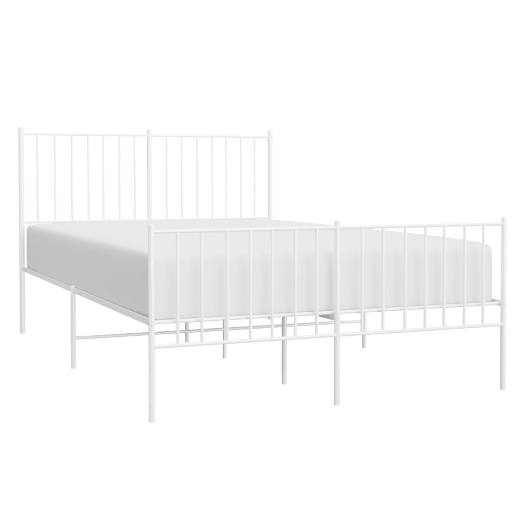 vidaXL Cadre de lit métal sans matelas et pied de lit blanc 120x190 cm