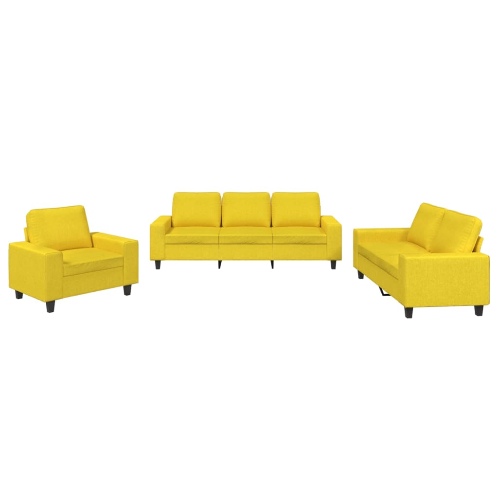 vidaXL Ensemble de canapés 3 pcs jaune clair tissu