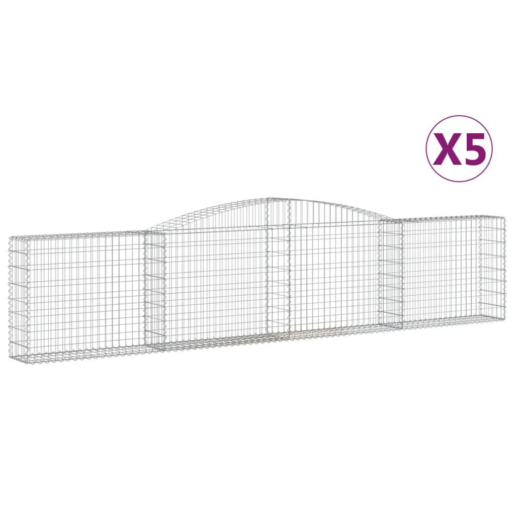 vidaXL Paniers à gabions arqués 5 pcs 400x30x80/100 cm Fer galvanisé