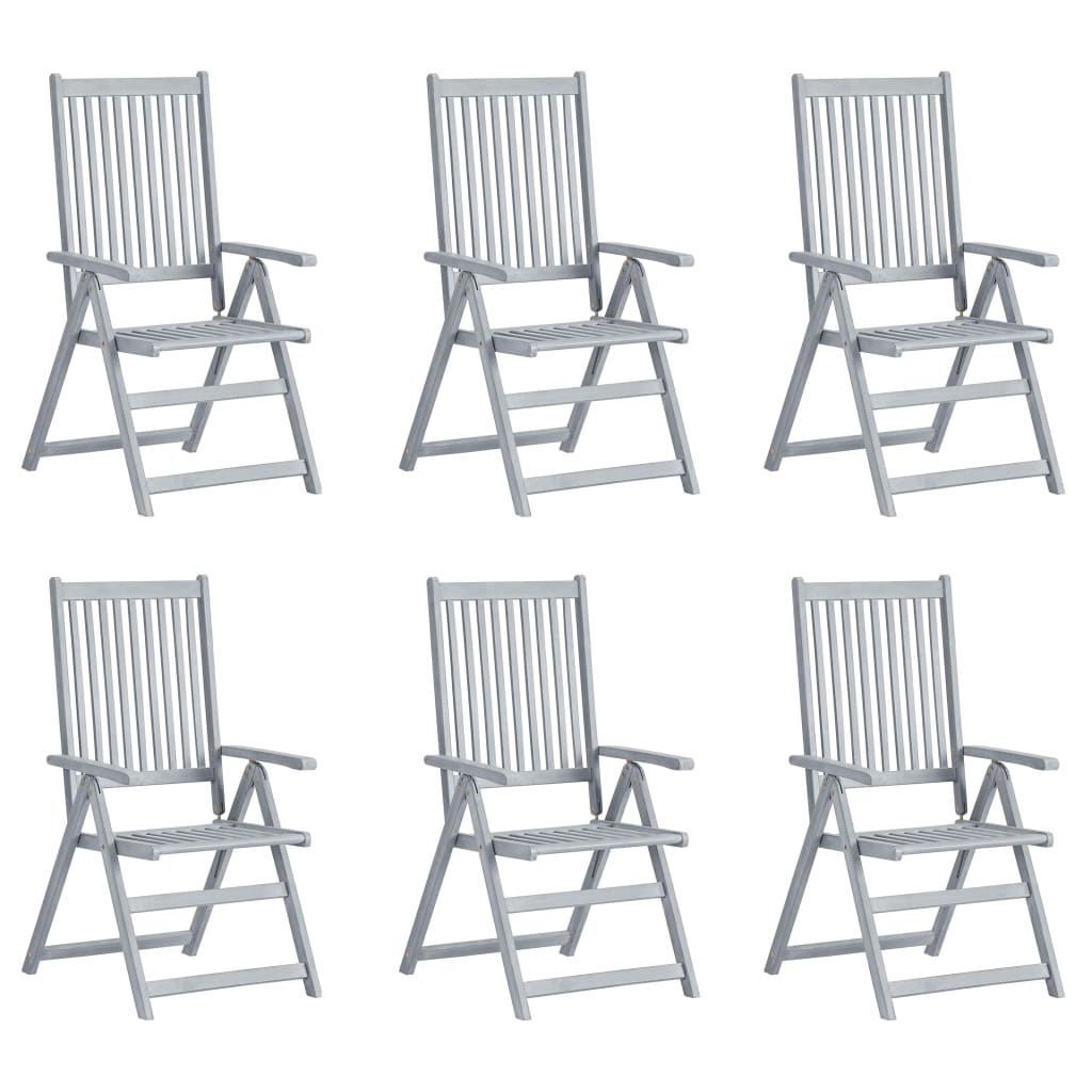 vidaXL Chaises inclinables de jardin lot de 6 et coussins bois acacia