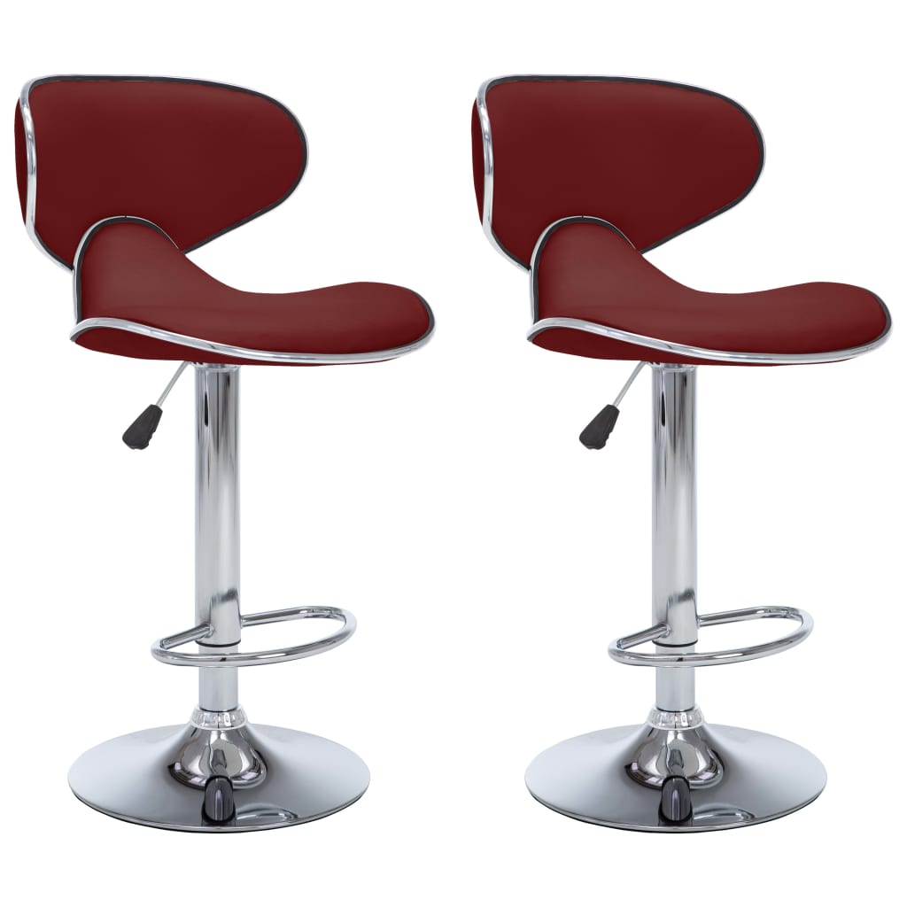 vidaXL Tabourets de bar lot de 2 rouge bordeaux similicuir