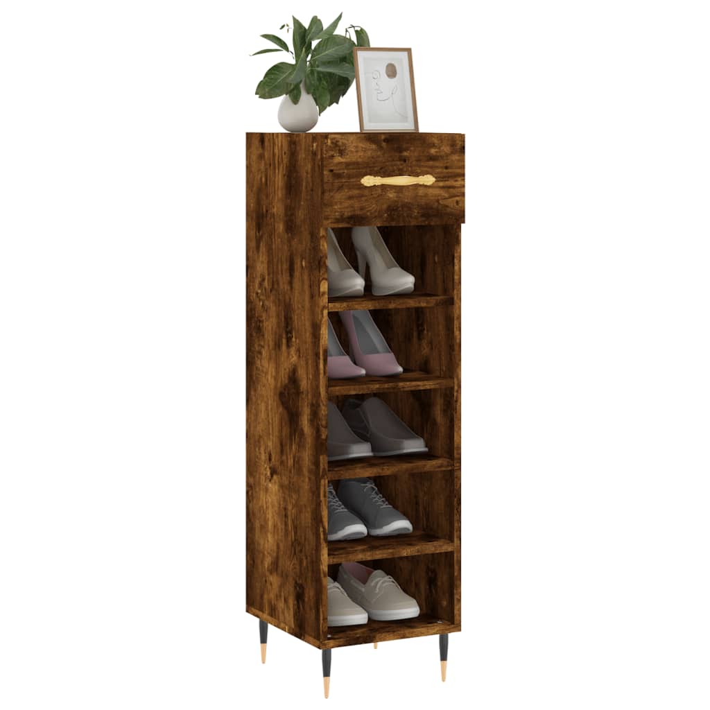 vidaXL Meuble à chaussures chêne fumé 30x35x105 cm bois d'ingénierie