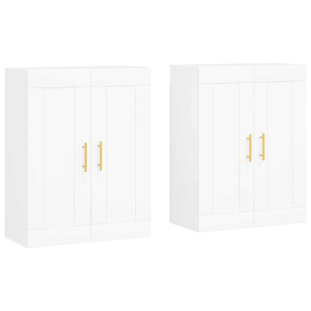 vidaXL Armoires murales 2 pcs blanc bois d'ingénierie