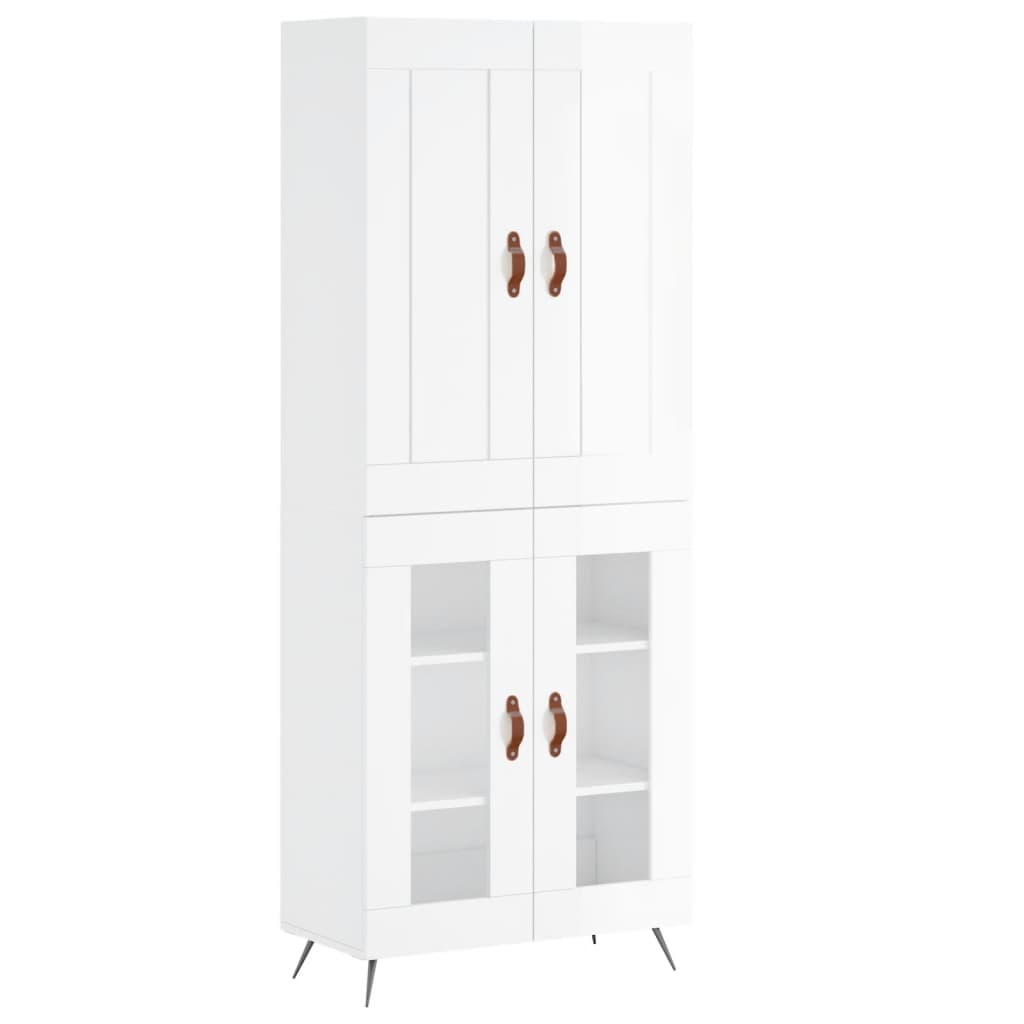 vidaXL Buffet haut Blanc brillant 69,5x34x180 cm Bois d'ingénierie