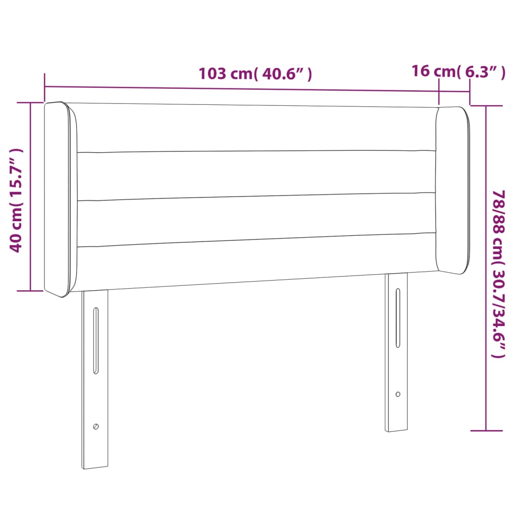 vidaXL Tête de lit avec oreilles Crème 103x16x78/88 cm Tissu