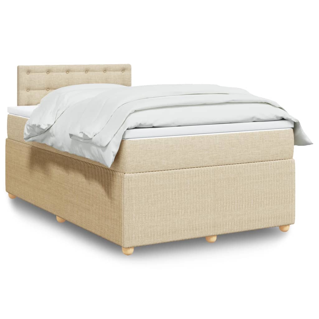 vidaXL Sommier à lattes de lit avec matelas Crème 120x200 cm Tissu