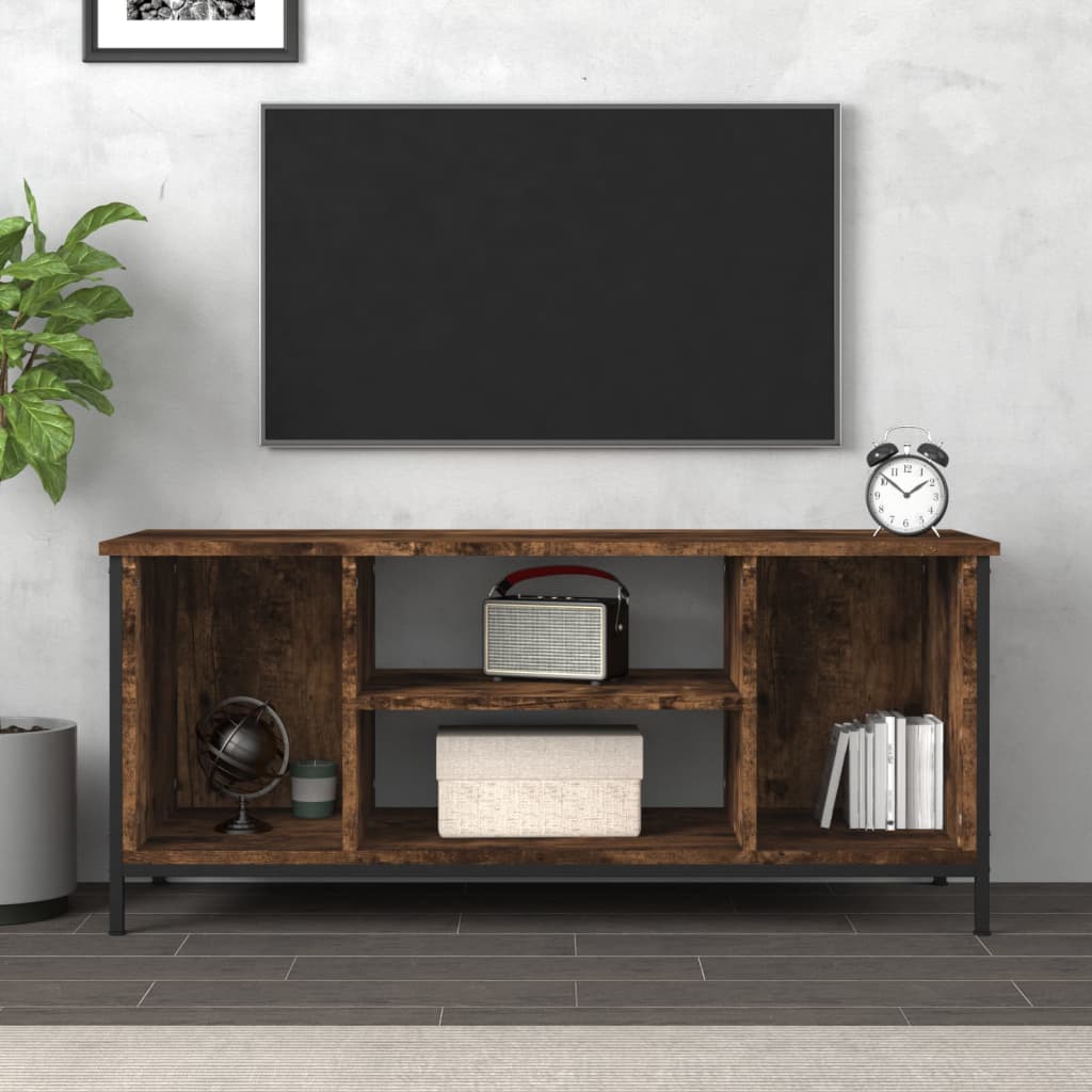 vidaXL Meuble TV chêne fumé 102x35x45 cm bois d'ingénierie