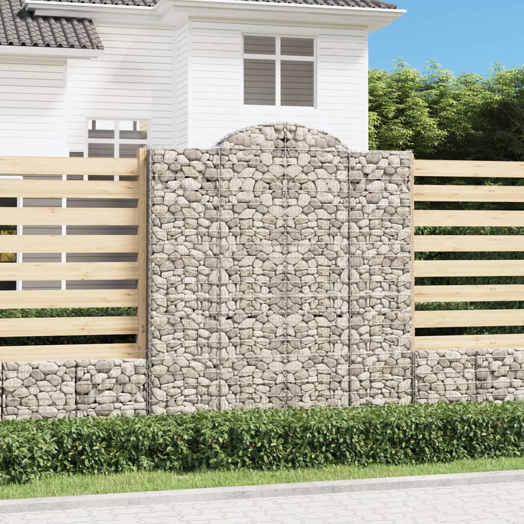 vidaXL Paniers à gabions arqués 15 pcs 200x30x220/240 cm fer galvanisé