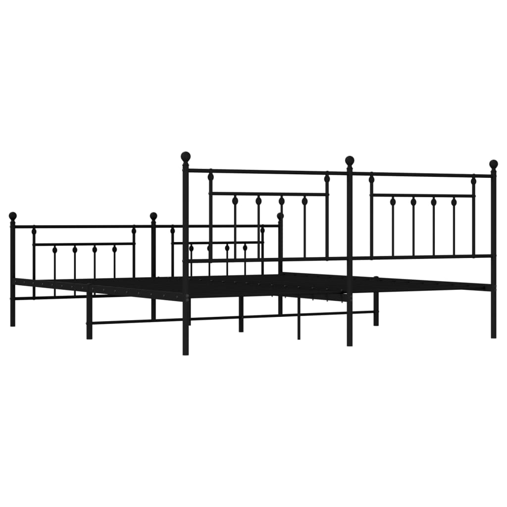 vidaXL Cadre de lit métal sans matelas avec pied de lit noir 200x200cm