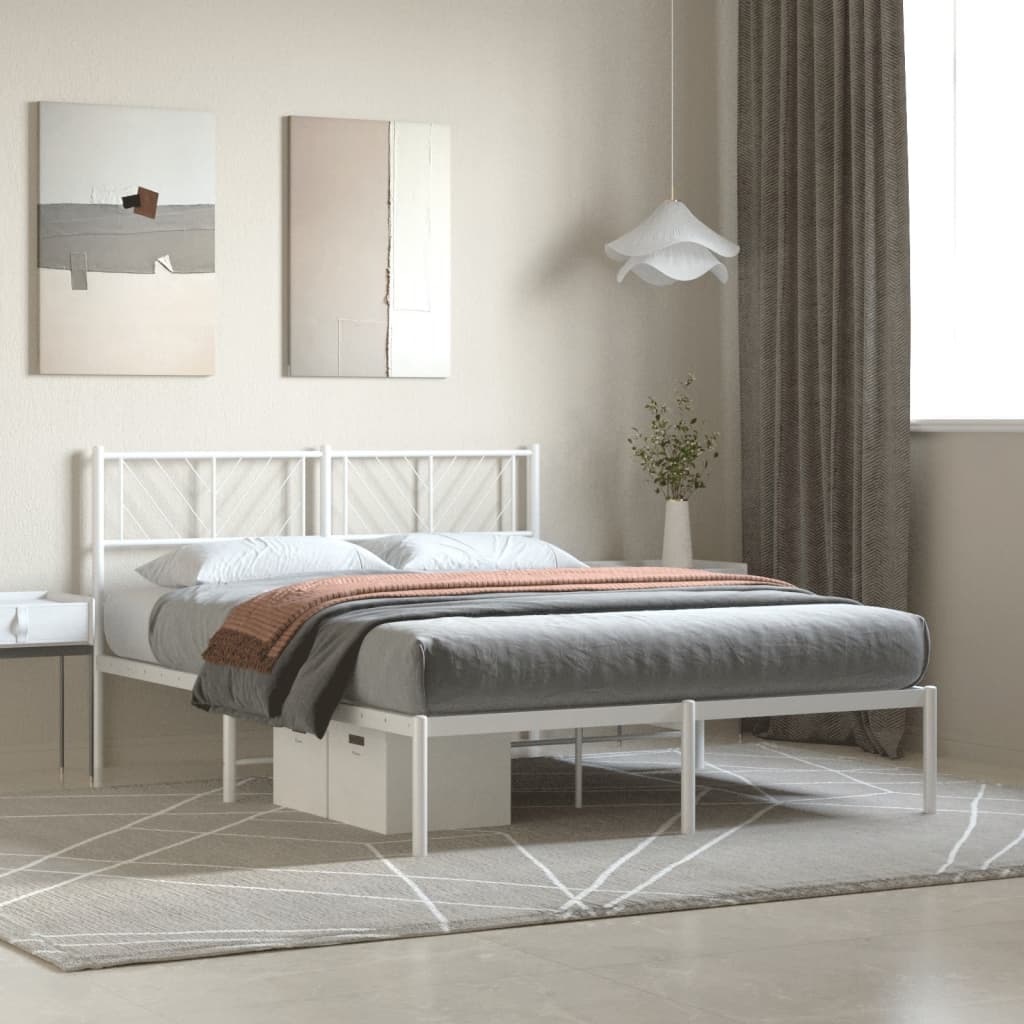 vidaXL Cadre de lit métal sans matelas et tête de lit blanc 120x200 cm