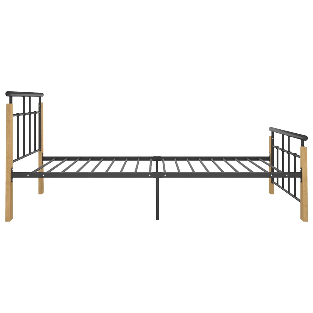 vidaXL Cadre de lit sans matelas métal bois de chêne massif 90x200 cm